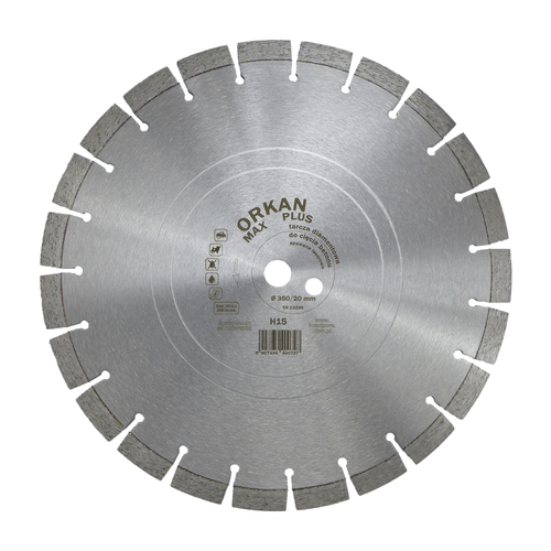 Tarcza diamentowa ORKAN MAX PLUS 350 mm z segmentami 15 mm i mocowaniem 20 mm